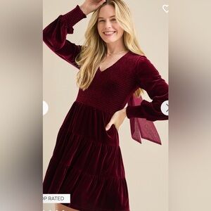 NWT: Size M Altar’d State Dress. Izabella Velvet Mini Dress. Maroon color